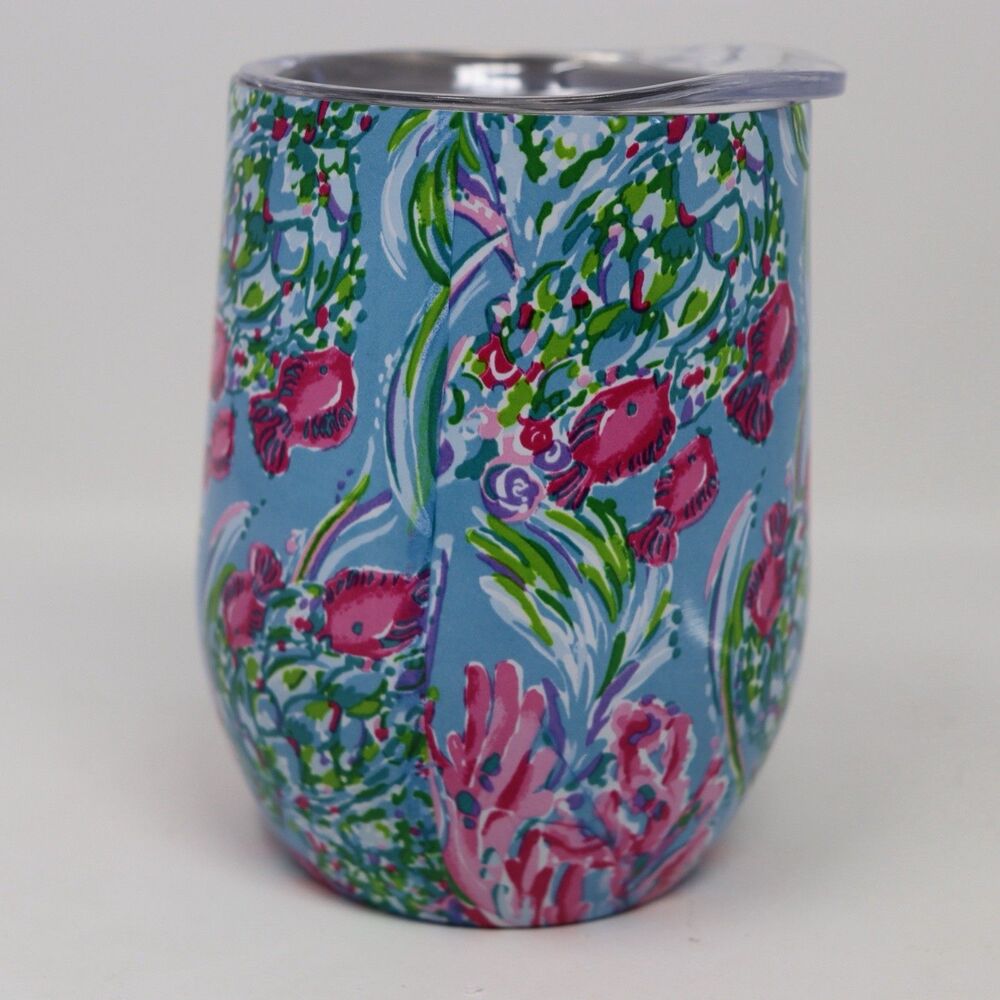 Lilly Pulitzer Stainless Steel Insulated Tumbler W/Lid 12oz Wine Floral